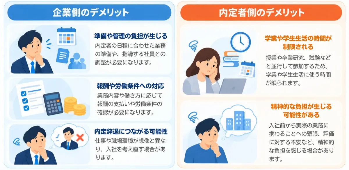 内定者インターンのデメリット